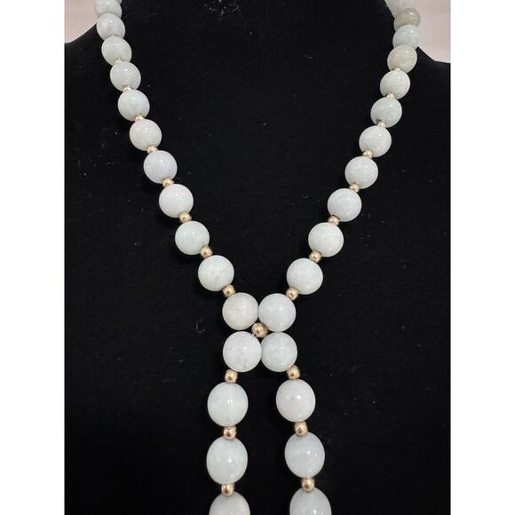 14k Gold 26” Light Green Jade Beaded Necklace Gold Spacers 54 Grams - Picture 4 of 10